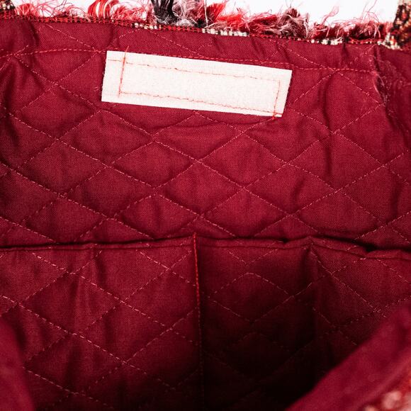 DIY Handmade Coca-Cola Fabric Handbag Quilted Lining Fringe Trim Red - Picture 5 of 6